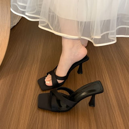 Cross Strap High Heel Slide Sandals