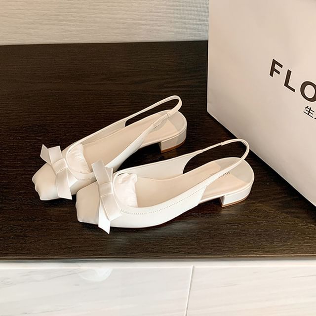 Bow Slingback Chunky Heel Sandals