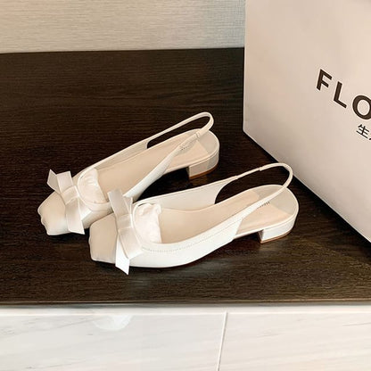 Bow Slingback Chunky Heel Sandals