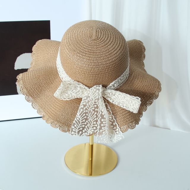 Lace Bow Straw Hat