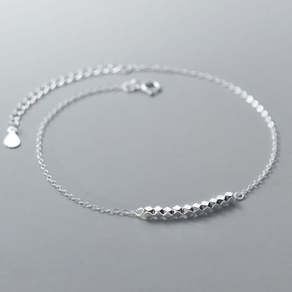 Geometric Bead S925 Sterling Silver Anklet