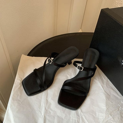 Toe Heel Kitten Square Sandals