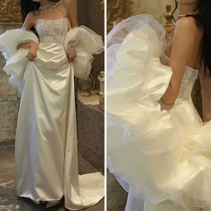 A-Line Trained Halter Neck Gown Evening Lace