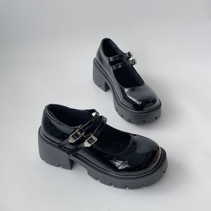 Dual-Strap Platform Mary Jane Shoes