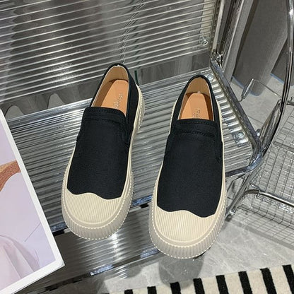 Canvas Colorblock Platform Slip-Ons