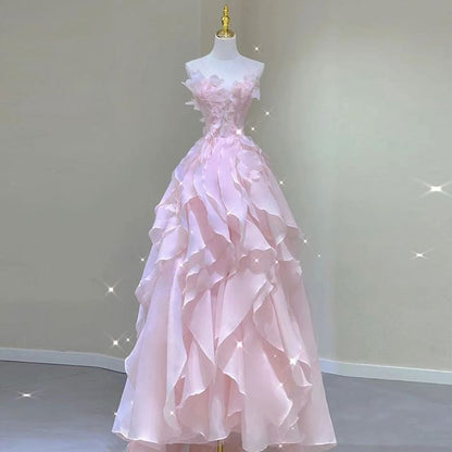 Evening Plain Ruffle Gown A-Line