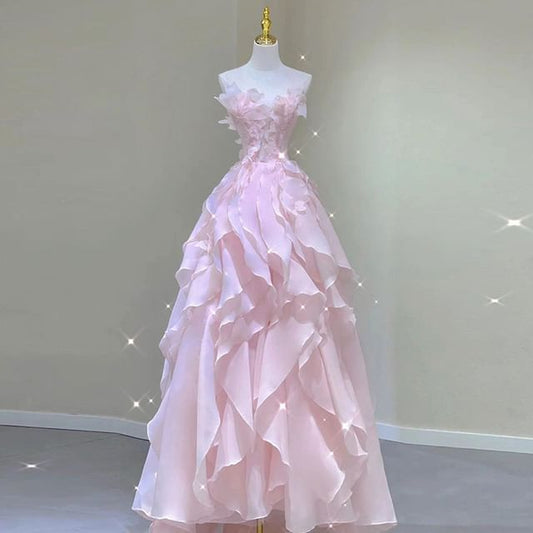 Evening Plain Ruffle Gown A-Line