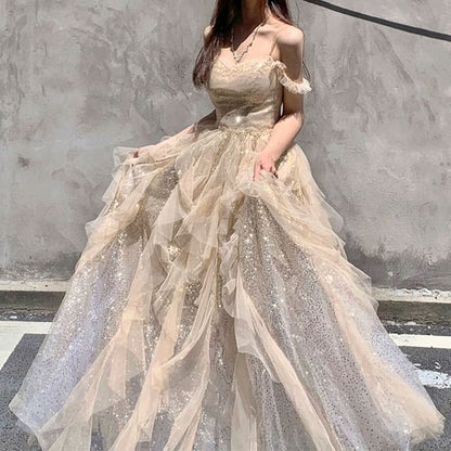 A-Line Evening Gown Rhinestone Plain