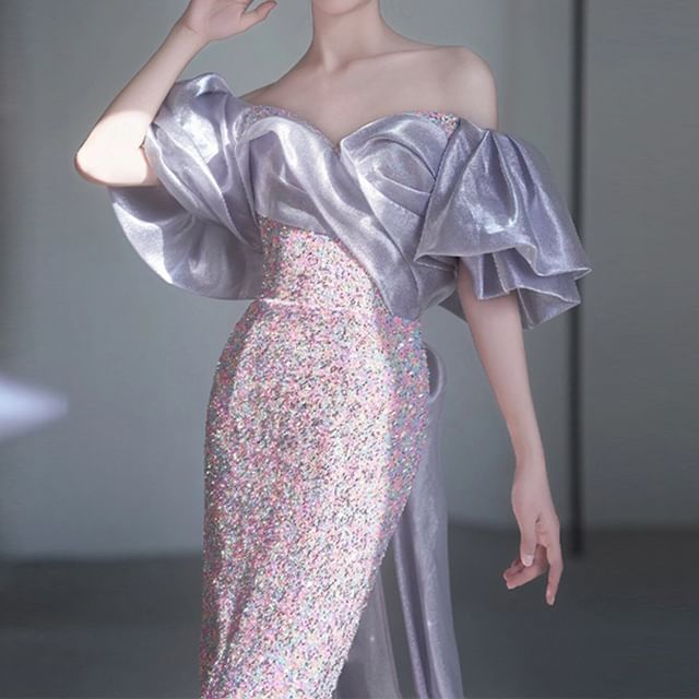 Sequin Gown Mermaid Off-Shoulder Evening