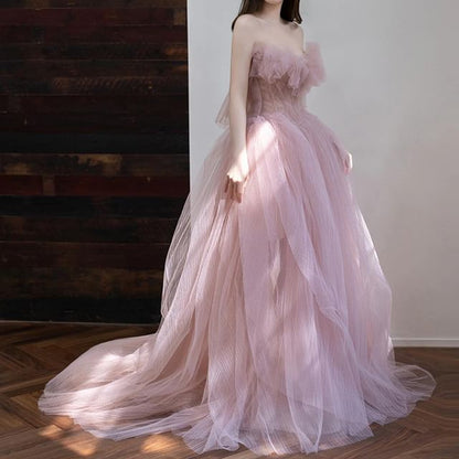 Strapless Gown A-Line Glitter Ball Mesh