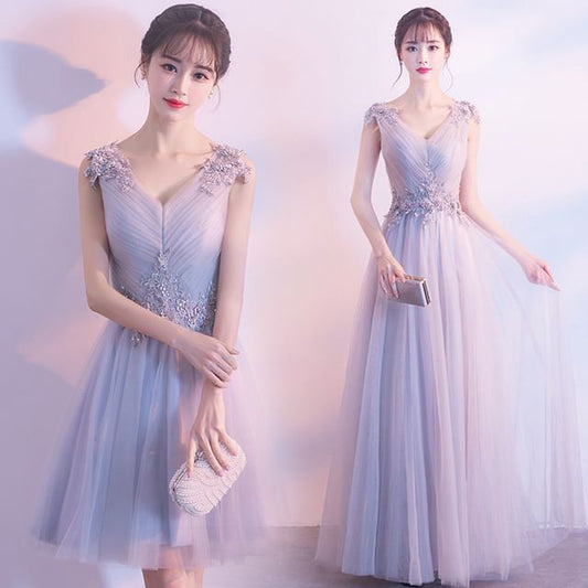 Mesh / A-Line Applique Sleeveless V-Neck Ruched Gown Floral Dress Evening Cocktail Plain Mini