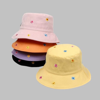 Hat Floral Bucket Embroidered