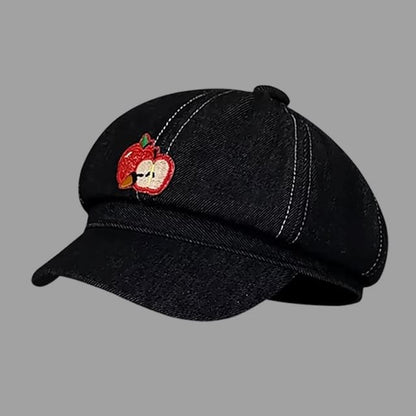 Newsboy Embroidered Cap Apple