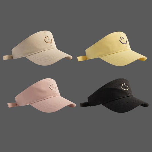 Face Smiley Embroidered Visor Sun