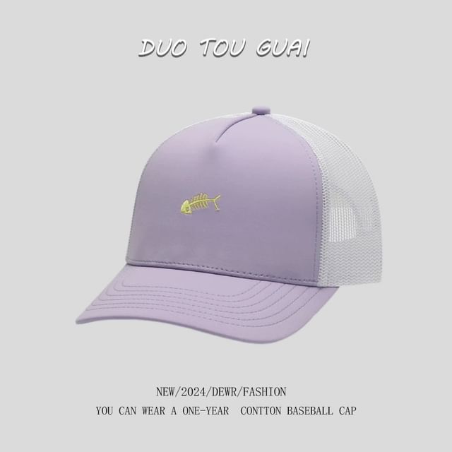 Bone Trucker Cap Embroidered Fish