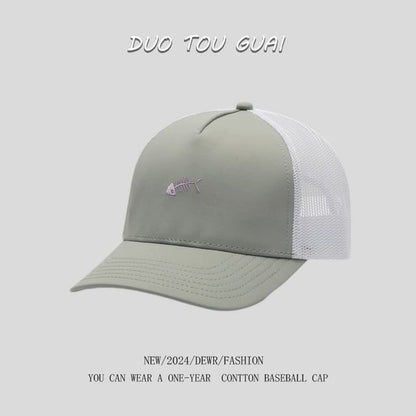 Bone Trucker Cap Embroidered Fish