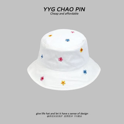 Hat Floral Bucket Embroidered