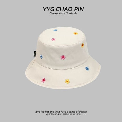 Hat Floral Bucket Embroidered