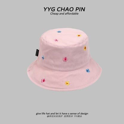 Hat Floral Bucket Embroidered