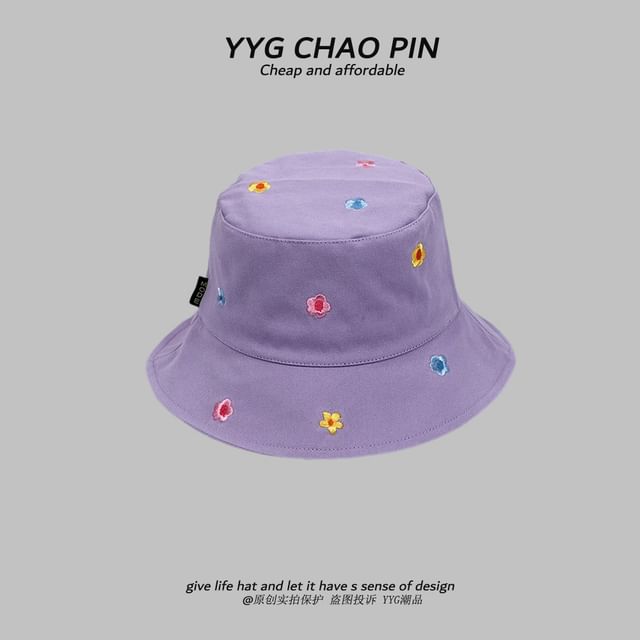 Hat Floral Bucket Embroidered