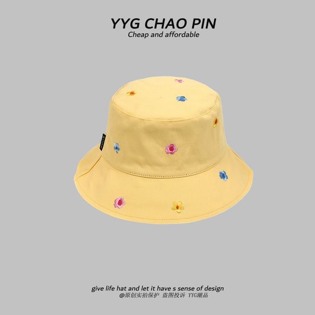 Hat Floral Bucket Embroidered