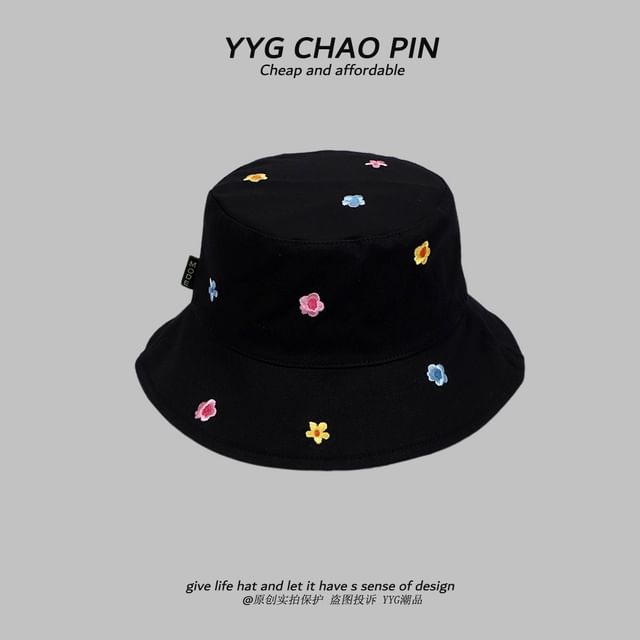 Hat Floral Bucket Embroidered