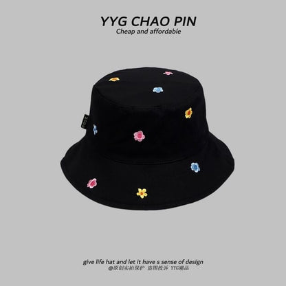 Hat Floral Bucket Embroidered