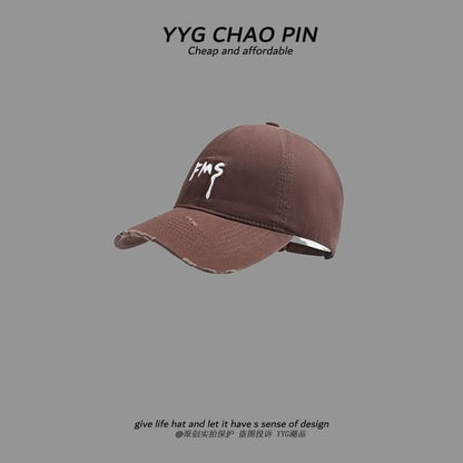 Top Embroidered Distressed Baseball Open Lettering Cap