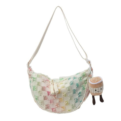 Patterned Distressed Fabric Crossbody Bag