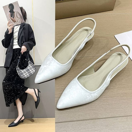 Heel Slingback Sandals Pointed Low