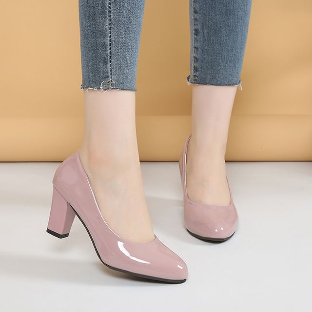 Pumps Patent Block Heel