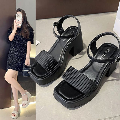 Toe Square Block Heel Sandals