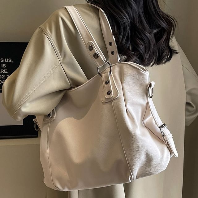 Tote Plain Leather Faux Bag