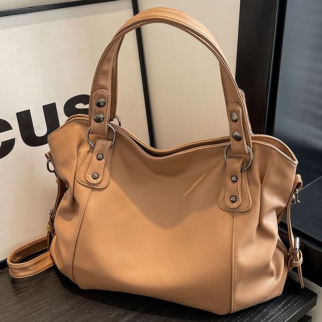 Tote Plain Leather Faux Bag