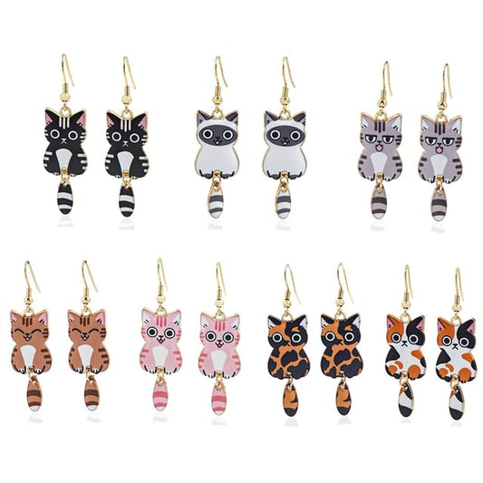 Cat Alloy Drop Earring (Various Designs)