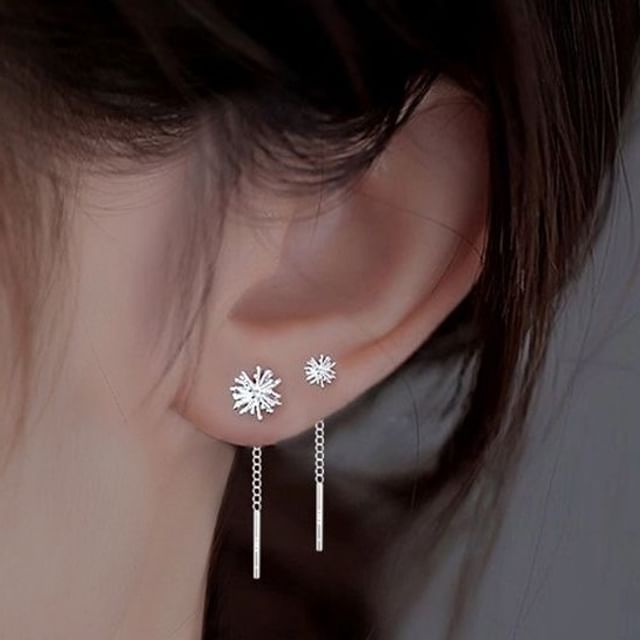 Boucle d'oreille à enfiler en flocons