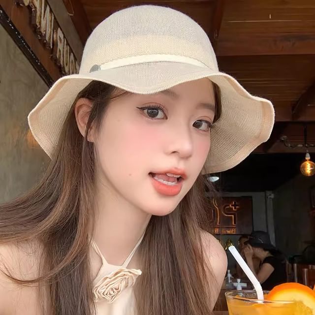 Bucket Ruffle Linen Hat Cotton