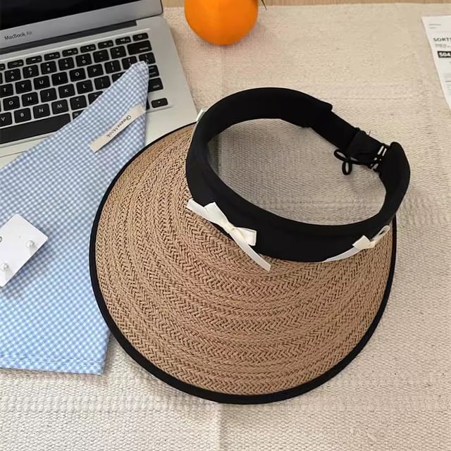 Straw Sun Hat Piped Ribbon