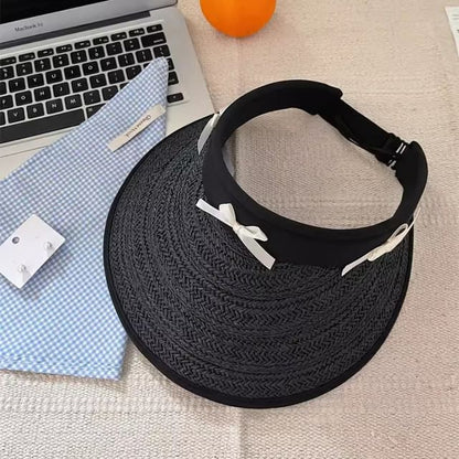 Straw Sun Hat Piped Ribbon