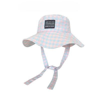 Hat Plaid Lettering Applique Bucket