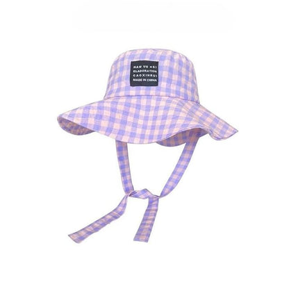 Hat Plaid Lettering Applique Bucket