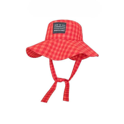 Hat Plaid Lettering Applique Bucket