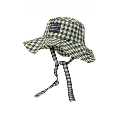 Hat Plaid Lettering Applique Bucket