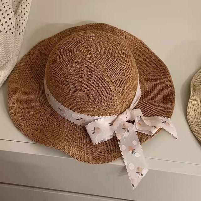Hat Sun Straw Floral