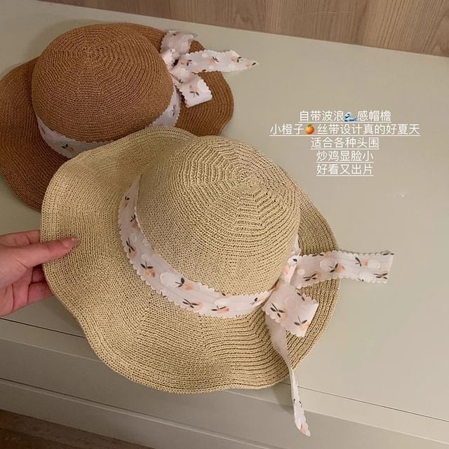 Hat Sun Straw Floral