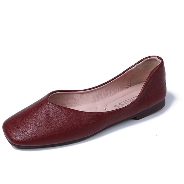 Square-Toe Plain Flats