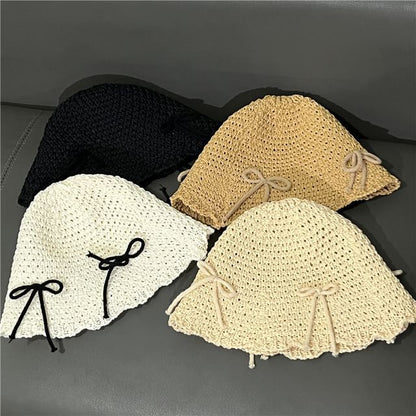 Bow Knit Cloche Hat