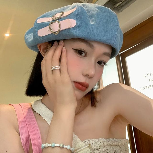 Buckled Denim Beret