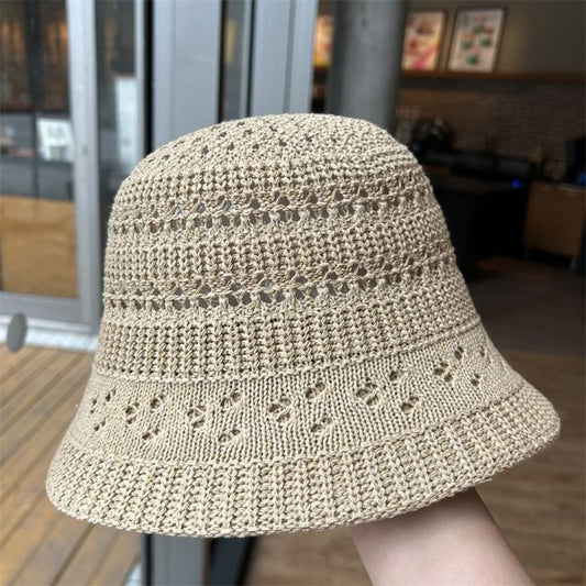Plain Perforated Knit Bucket Hat