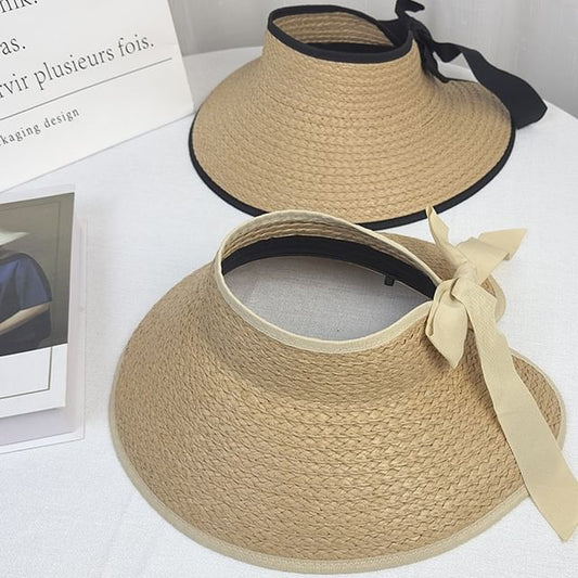 Contrast Trim Straw Wide Brim Sun Visor